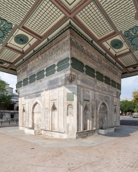 Kilic Ali Pasha Fountain, Kilic Ali Pasa Cesme, or Tophane fountain, an 18th century public water fountain, or Sabil, built by Ottoman sultan Mahmud I, suited at Beyoglu District, Istanbul, Turkey