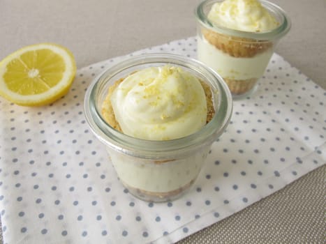 Lemon quark layered tart in a glass