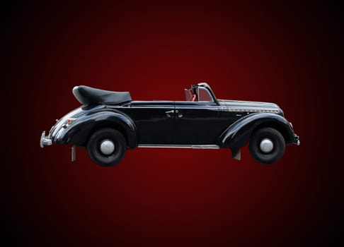 retro car cabriolet isolated on the dark background