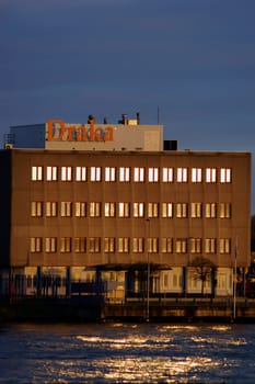 Amsterdam,Netherlands – December 29,2014: The headquarters of Draka,a cable manufacturer,in the early morning and at sunrise on December 29,2014 in Amsterdam.