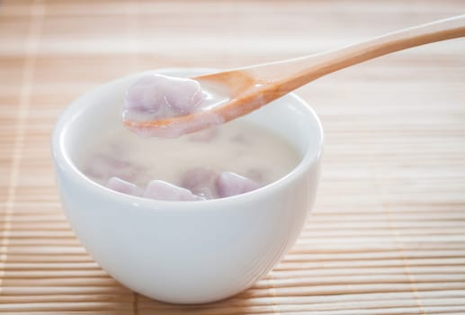 Bua Loi , Thai dessert with taro flour and coconut milk, stock photo