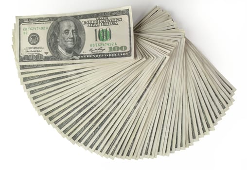 Several dollar bills with clipping path included.
