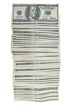 Several dollar bills with clipping path included.