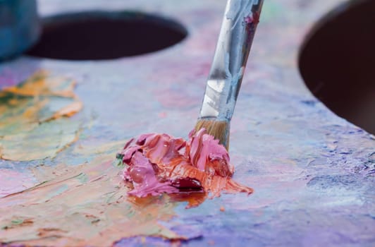 oil paints and brushes can be used as background