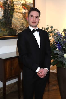 Kevin Wilczewski arrival at the .Blue Ball 2023 in the Hotel Grand Elysee Hamburg on April 1st, 2023