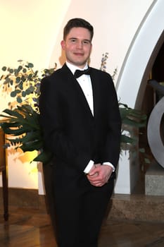 Kevin Wilczewski arrival at the .Blue Ball 2023 in the Hotel Grand Elysee Hamburg on April 1st, 2023