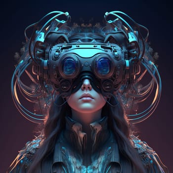 Futuristic cyborg woman dark fantasy design . AI Generative