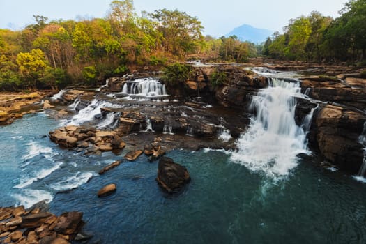 Beautiful Tad Hang waterfall in Tad Lo village. Laos landscape