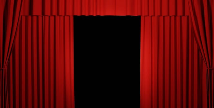 Closed red curtain using as background, presentation or entertainment concept, 3d rendering
