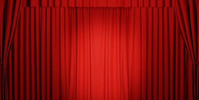 Closed red curtain using as background, presentation or entertainment concept, 3d rendering