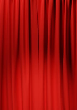 Closed red curtain using as background, presentation or entertainment concept, 3d rendering