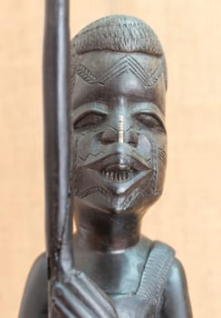 Coimbra, Portugal - Sept 7th 2019: Makonde culture figurine at african pavillion. Portugal dos Pequenitos, Coimbra
