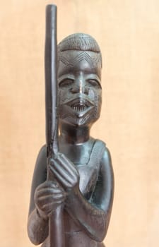 Coimbra, Portugal - Sept 7th 2019: Makonde culture figurine at african pavillion. Portugal dos Pequenitos, Coimbra