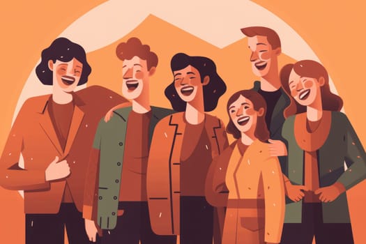 Moments of pure happiness and genuine laughter captured in a group of friends, representing the power of positive emotions and social connections - AI Generative.