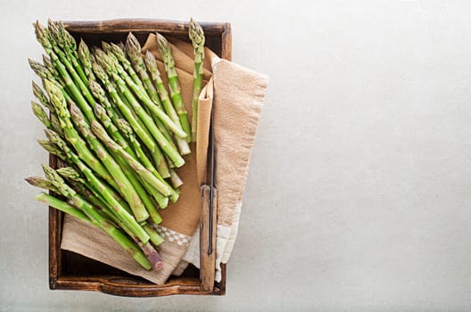 Fresh of green Asparagus. Bunches of green asparagus, top view Image