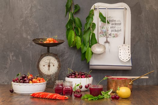 Cook cherry jam
