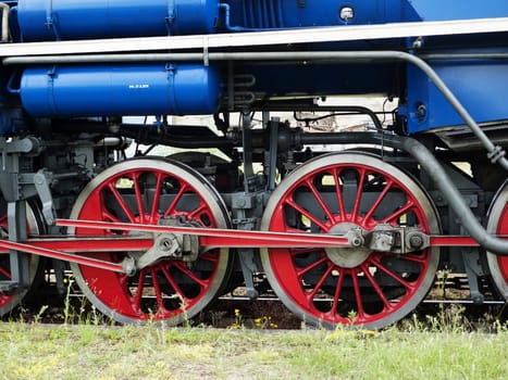 Train with vintage steam engine