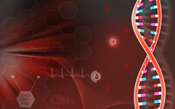Digital illustration DNA structure in colour background