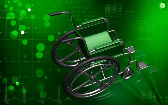 Digital Illustration of wheel chair in colour background