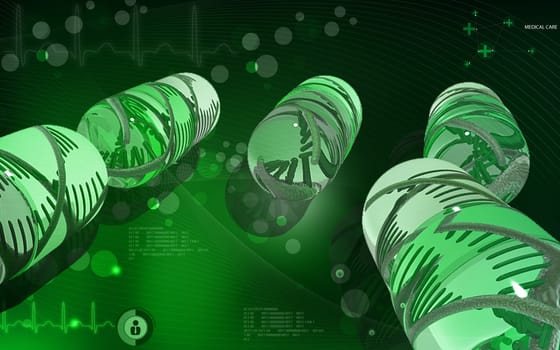 Digital illustration DNA structure in colour background