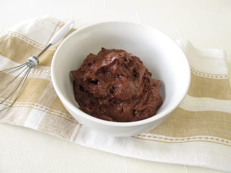 Freshly prepared chocolate cream in a bowl