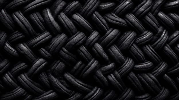 This stunning macro photograph captures the intricate details of a wool textile material with a beautiful wicker pattern. Shot from a top-down view on a black background, the image showcases the texture and depth of the material, bringing to life its intricate details and subtle nuances. The use of cinematic color grading and lighting techniques, along with advanced technology such as the Unreal Engine, elevates the image to a hyper-realistic level, making it an exceptional piece of editorial photography.