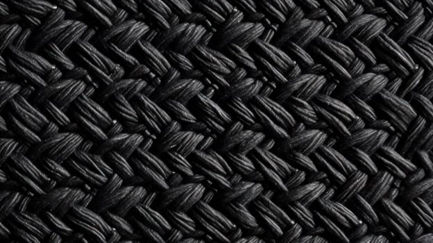 This stunning photograph showcases the intricate texture of wool in a wicker pattern, captured in a cinematic macro shot with a top-down view against a black background. The shallow depth of field and 70mm lens accentuate the details, while the beautifully color-graded image adds to its overall aesthetic. Shot with Unreal Engine, this editorial photograph boasts a high resolution, natural and moody lighting, and volumetric lighting that highlights the shadows and shimmering effect of the wool. The photo is further enhanced with screen space reflections, chromatic aberration, ambient occlusion, anti-aliasing, and ray tracing. The post-processing and cell shading create a hyper-realistic, photorealistic image with full color and high contrast.
