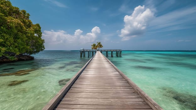 Tropical Destination - Pier For Paradise Island, generative ai