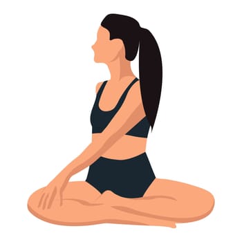 Faceless girl in the lotus position. The concept of mental health, healthy lifestyle. Isolated object on a white background. Vector image.