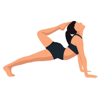 A faceless girl is doing yoga. The concept of a healthy lifestyle. Isolated object on a white background. Vector image.
