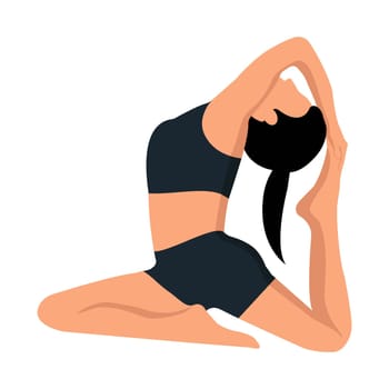 A faceless girl is doing yoga. The concept of a healthy lifestyle. Isolated object on a white background. Vector image..