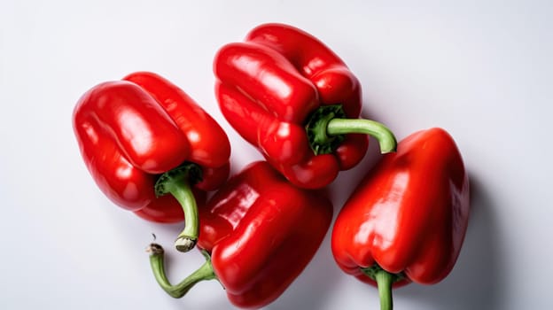 Red peppers isolated on white background. generative ai