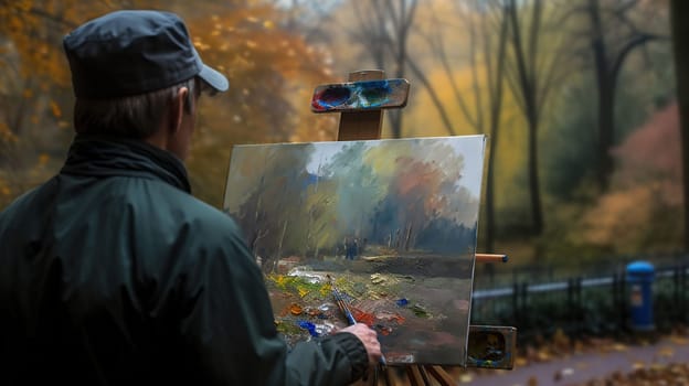 Bill Alexander style oil painting using wet on wet technique, impasto heavy brush strokes, detailed, The Mall, Central Park, Generative ai