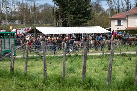 Beaucroissant, Isere, Rhone Alpes Auvergne, France April 22 2023 : Famous fair of Beaucroissant, he oldest fair of France since year 1219