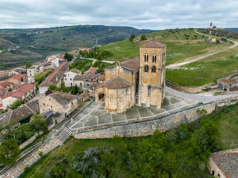 Church of El Salvador in Sepulveda, province of Segovia, view of the rear apses