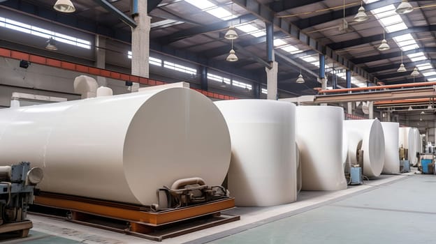 Production industry equipment at manufacture background, Generative ai