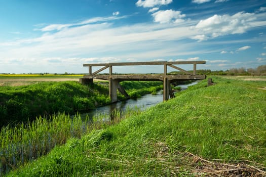 A small concrete bridge in eastern Poland, spring landscape