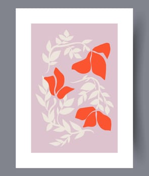 Still life flower nordic plant wall art print. Printable minimal abstract flower poster. Contemporary decorative background with plant. Wall artwork for interior design.