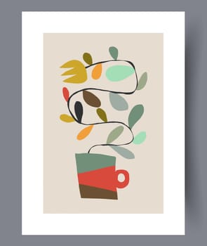 Still life flower nordic plant wall art print. Printable minimal abstract flower poster. Contemporary decorative background with plant. Wall artwork for interior design.