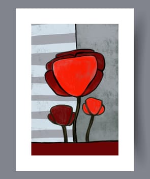 Still life flower nordic plant wall art print. Printable minimal abstract flower poster. Contemporary decorative background with plant. Wall artwork for interior design.