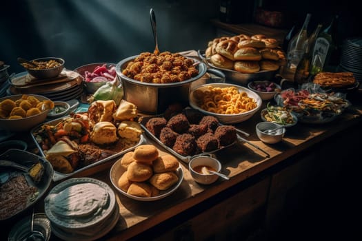 A BBQ buffet at a country music festival (generative AI)