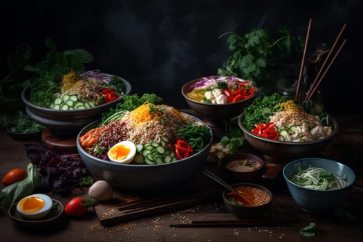 Get creative and build your own bowl with our BYOB buffet located within a sleek and modern eatery. It’s a must-try! (generative AI)