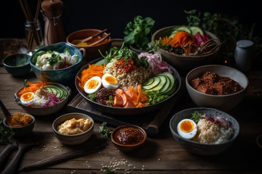 Get creative and build your own bowl with our BYOB buffet located within a sleek and modern eatery. It’s a must-try! (generative AI)