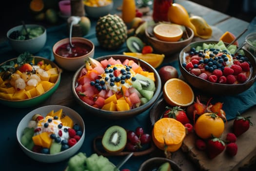 A colorful fruit buffet under the sun (generative AI)