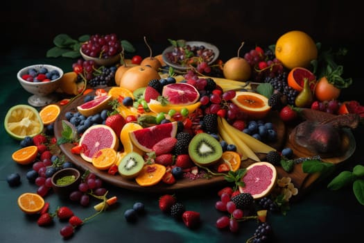 A mouth-watering fruit platter perfect for a summer picnic (generative AI)