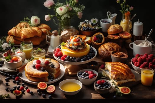A classic brunch buffet in the park (generative AI)