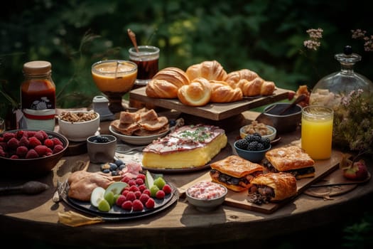 A classic brunch buffet in the park (generative AI)