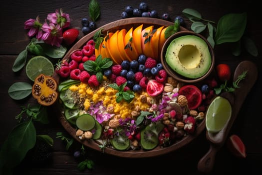 Nourish your body with this colorful and nutrient-dense bowl filled with veggies and grains (generative AI)