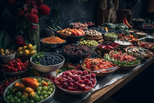 A colorful buffet at a music festival (generative AI)