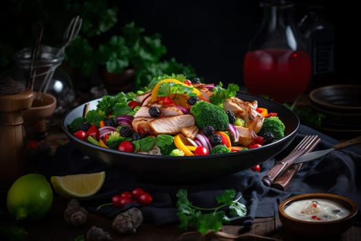 A delicious and colorful stir-fry loaded with protein and veggies (generative AI)